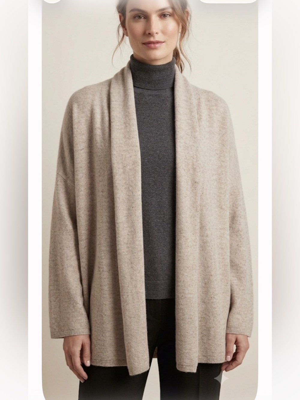 NWT Eskandar Cashmere Silk Shawl Collar Open Cardigan